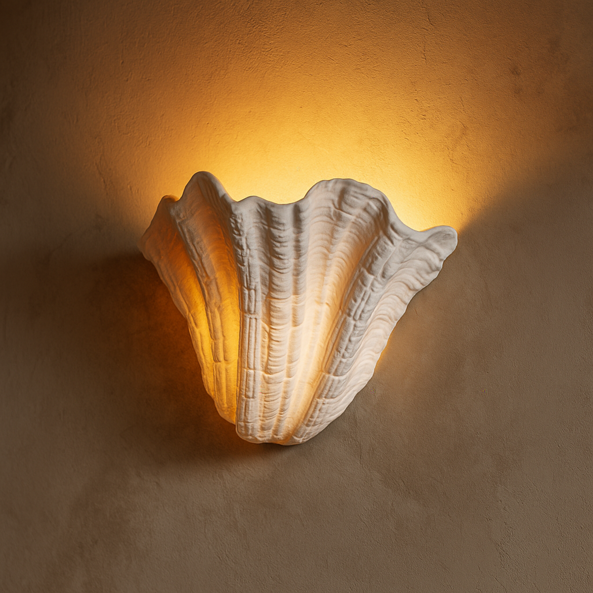 Sculptural Gypsum Sconce with LED Light for Living Room & Hallway | Thomler