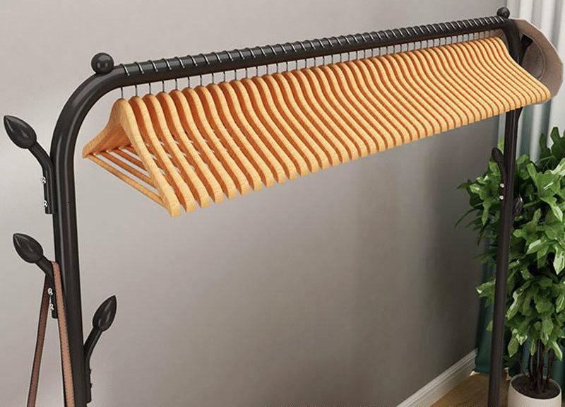 Coat Rack Steel 150.0 cm x 110.0 cm Hallway Bedroom Storage Organiser Freestanding Garment Rail With Hooks And Shelves | Thomler
