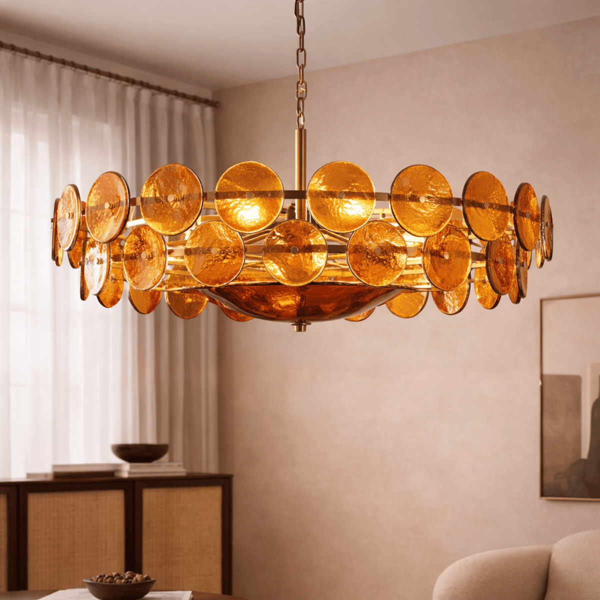 Orange Circular Glass Pendant Light – Multi-Disc Design for Dining Room & Kitchen Island | Thomler