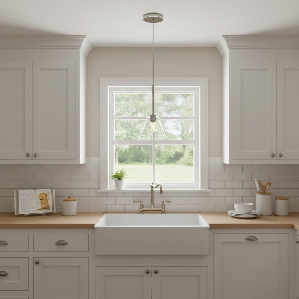 Tapered Glass Hanging Fixture with Metal Hardware for Island Dining Bar Overhead Lighting Home Kitchen | Thomler