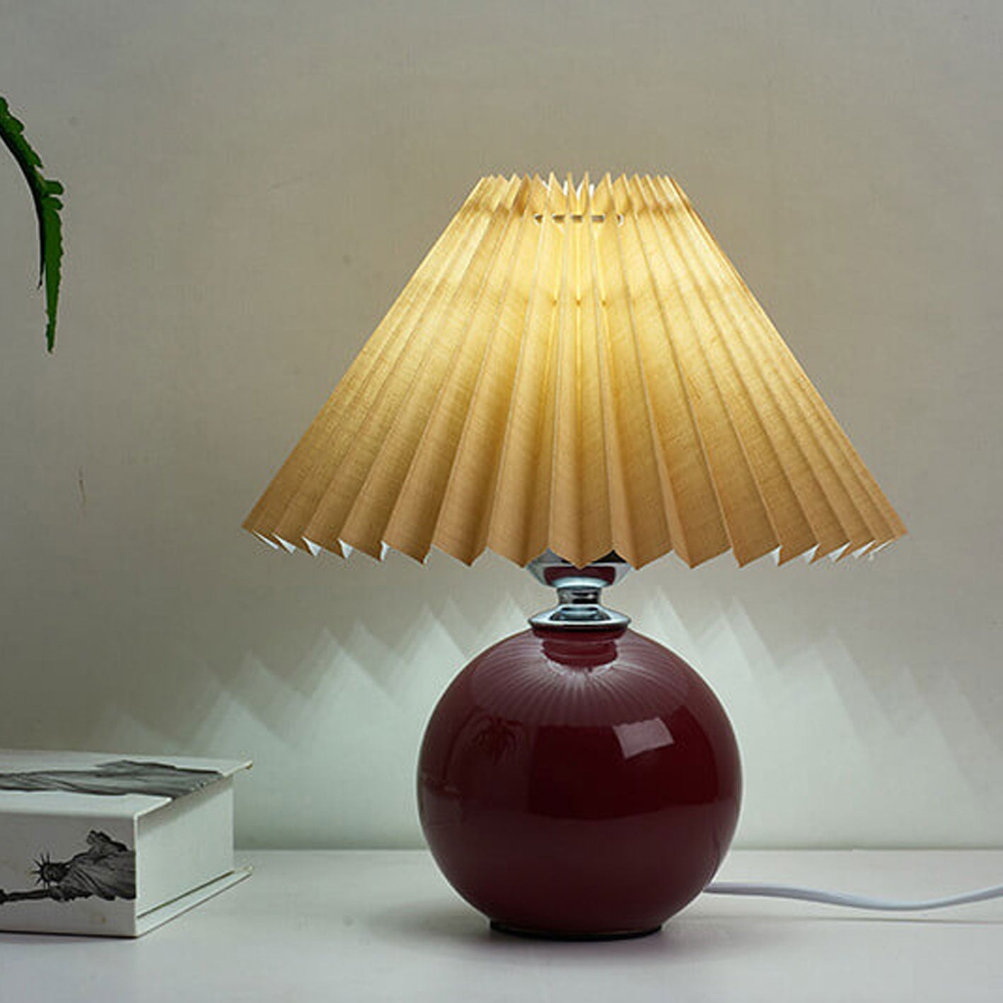 Table Lamp Ceramic 11 in x 9.5 in Modern Bedside Living Room Study LED E26 Fabric Shade | Thomler