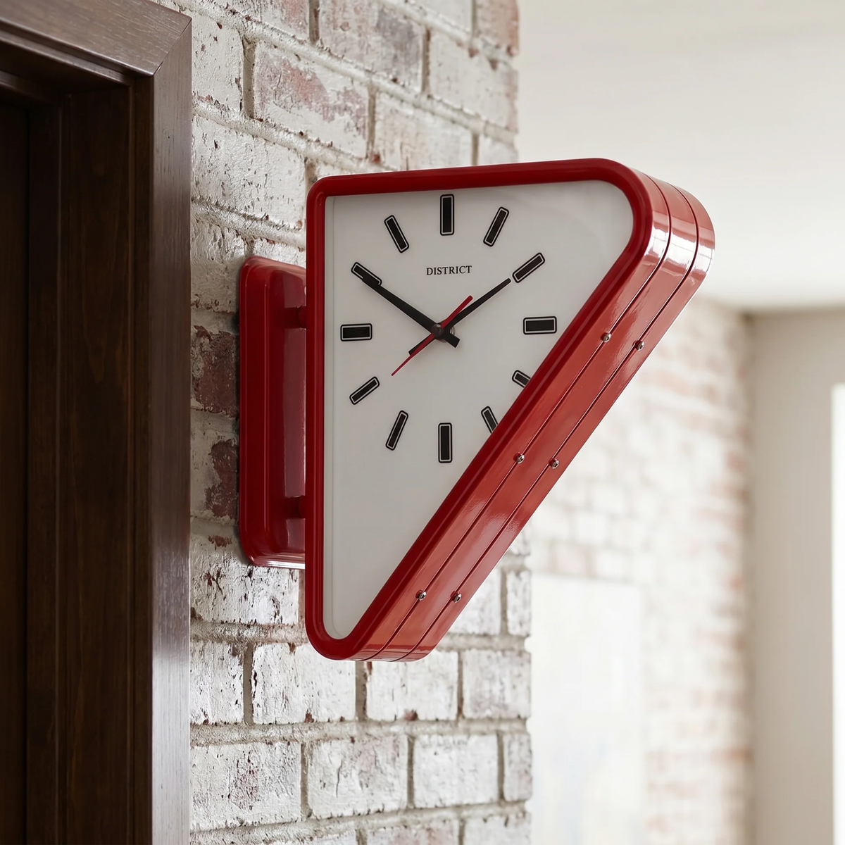 Modern Triangle Hanging Clock with Two-Sided Display – Silent Metal Design for Open-Plan Rooms | Thomler