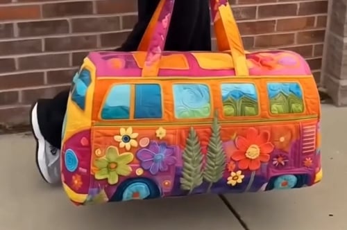 Quilted Floral Weekend Travel Duffel Bag with Reinforced Frame for Women | Carry-On Overnight Bag | Thomler