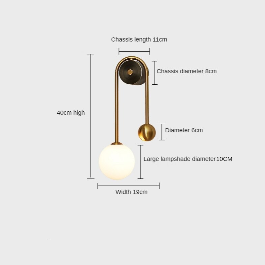 Glass Shade Wall Sconce Light with Brass-Finish Metal Frame for Hallway, Bedroom, Living Room & Bathroom Lighting | Thomler