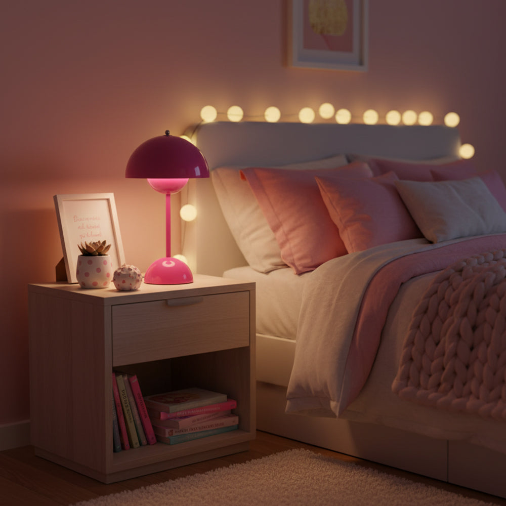 Desk Lamp Metal 6.3 in Rechargeable Tri-Color Small Table Light | Thomler
