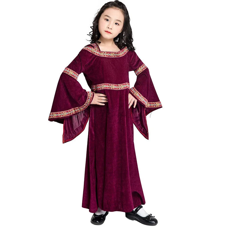 Hooded Medieval Fantasy Gown – Long Sleeve Witch Halloween Dress for Party, Cosplay & Stage | Thomler