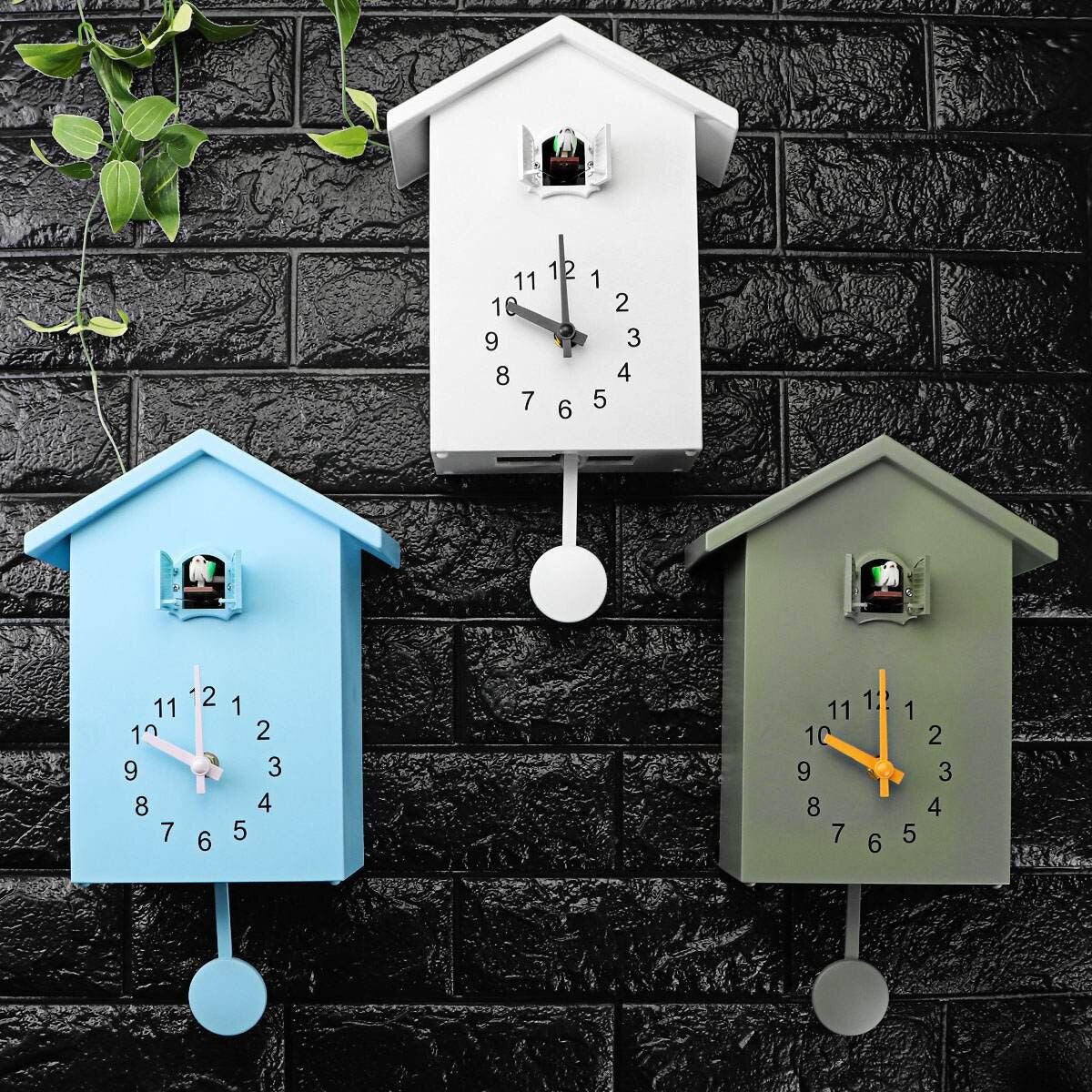 Quartz Wall Clock with Hourly Bird Call | Silent Movement Timepiece | Wood & Resin Construction for Living Room Kitchen Office | Modern | Thomler