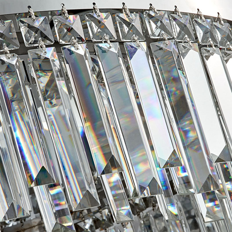 Ceiling Light Stainless Steel 19.7 in Round Chrome Flush Mount Living Room Bedroom Dining Room Fixture Modern Crystal Chandelier | Thomler