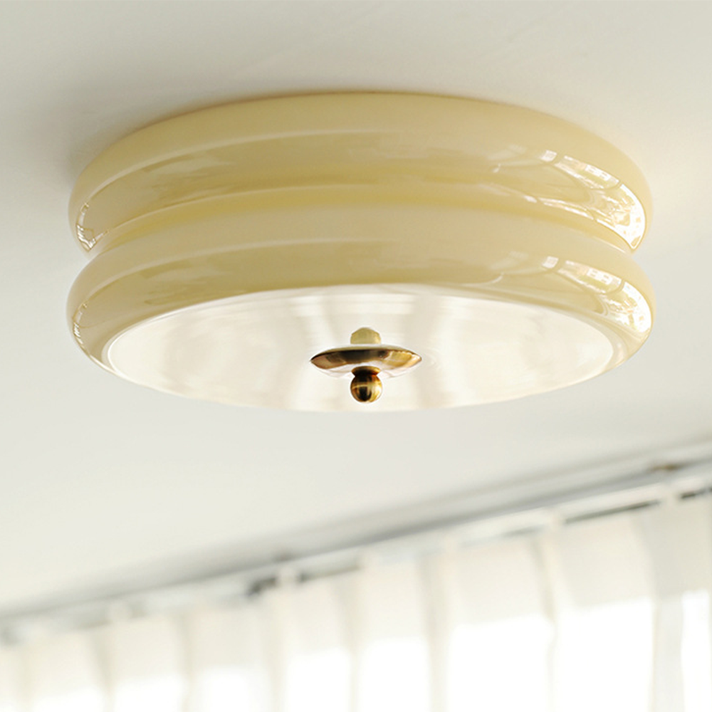 Ceiling Light Glass Metal 13.0 cm Cream Bedroom Living Room Adjustable LED Round Lamp | Thomler