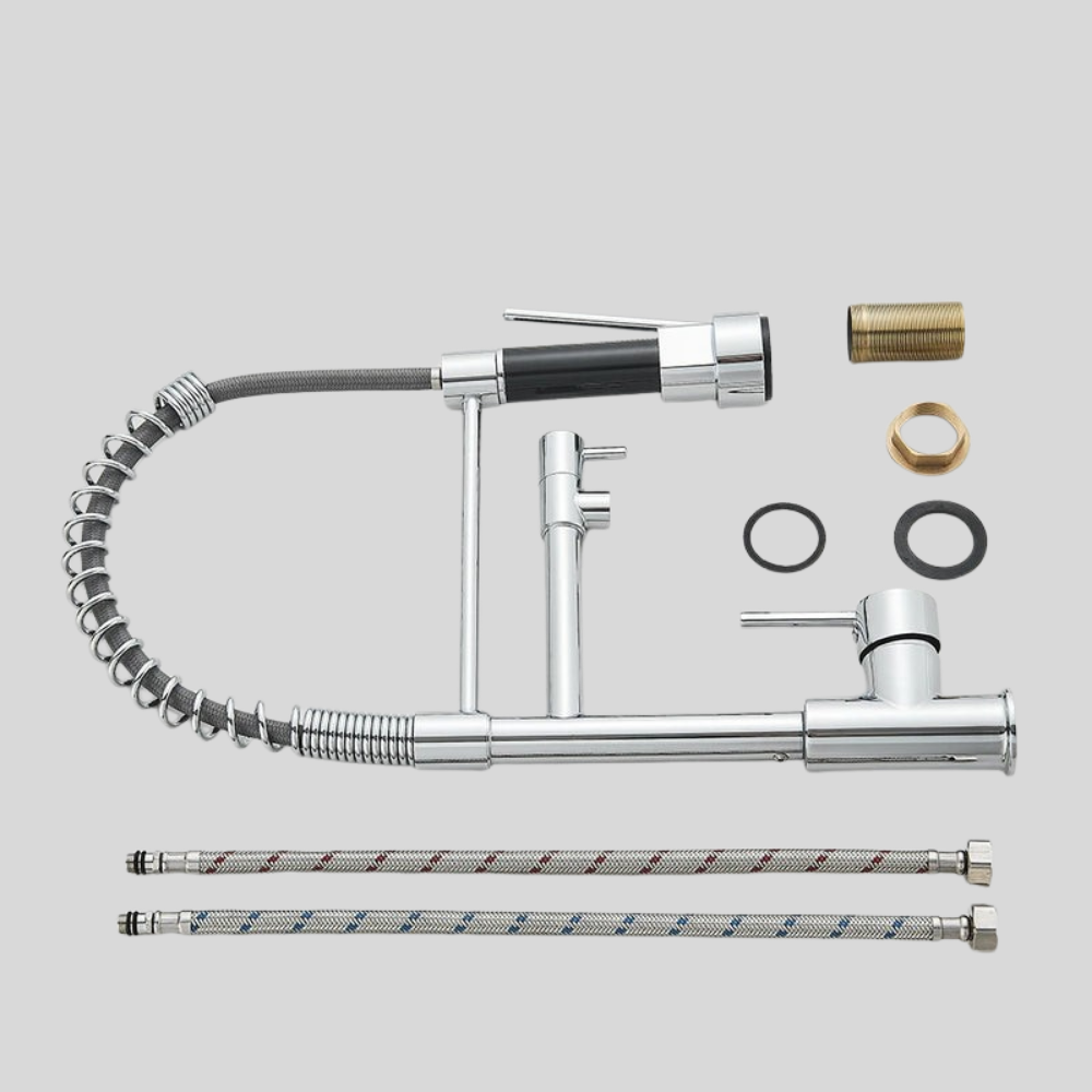 Swivel-Head Pull-Out Spray Sink Faucet – Hot & Cold Mixer Tap for Kitchen Countertop Installation – Chrome, Gold, Black & Brushed Finishes | Thomler