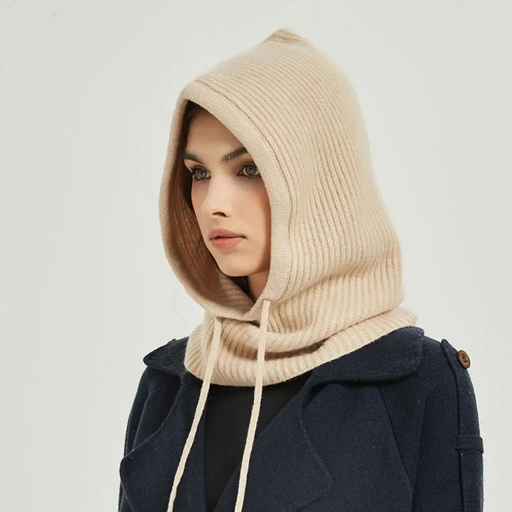 Cashmere Hood Scarf with Adjustable Drawstring for Cold Weather Protection | Thomler