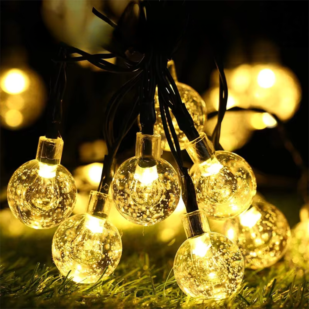 Solar-Powered Crystal Globe String Lights – Waterproof LED Outdoor Decor for Camping, Patio & Backyard | Thomler