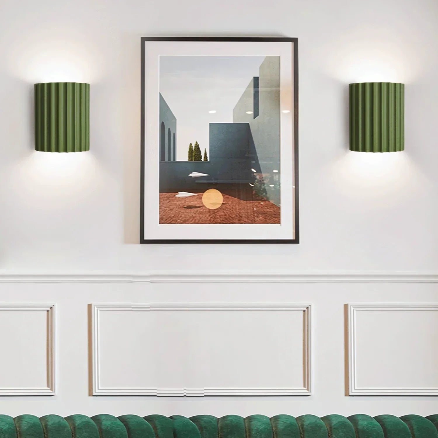 Wall Lamp Resin 16.0 cm Green Wavy Bedroom Hallway Ambient Lighting Nordic Sculptural Accent Light | Thomler