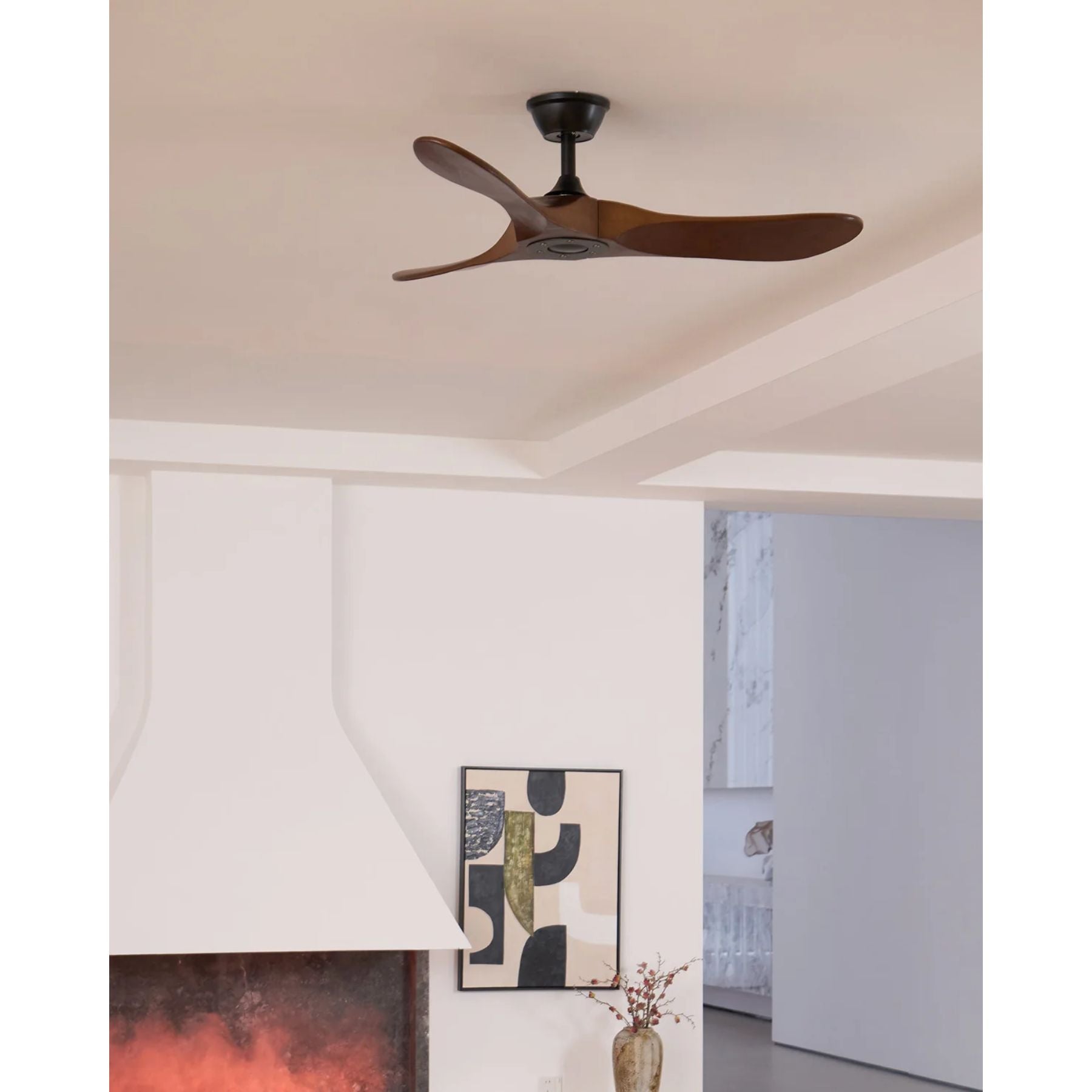 Ceiling Fan Wood 6 Speed Walnut Quiet Living Room Bedroom Remote Controlled Air Circulation Ceiling Mounted | Thomler