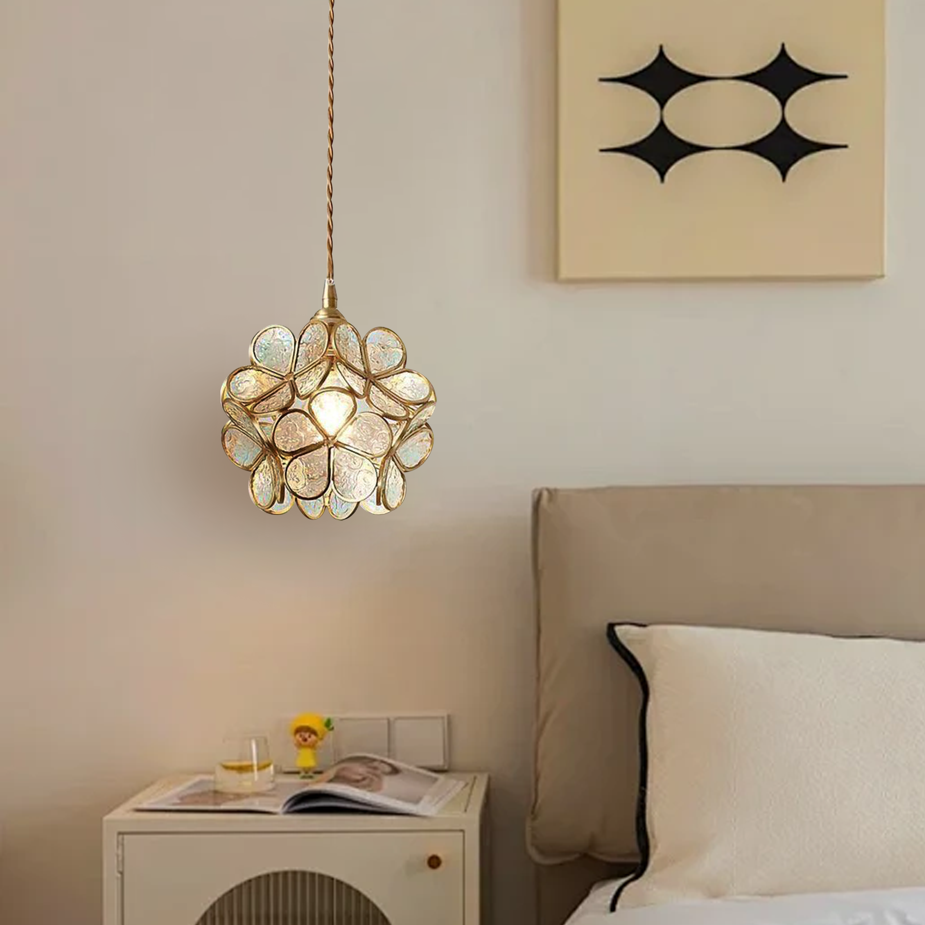 Pendant Light Glass Petal E27 Max 40W Ceiling Dining Room Bedroom Hanging Fixture Decorative Ambient Lighting | Thomler