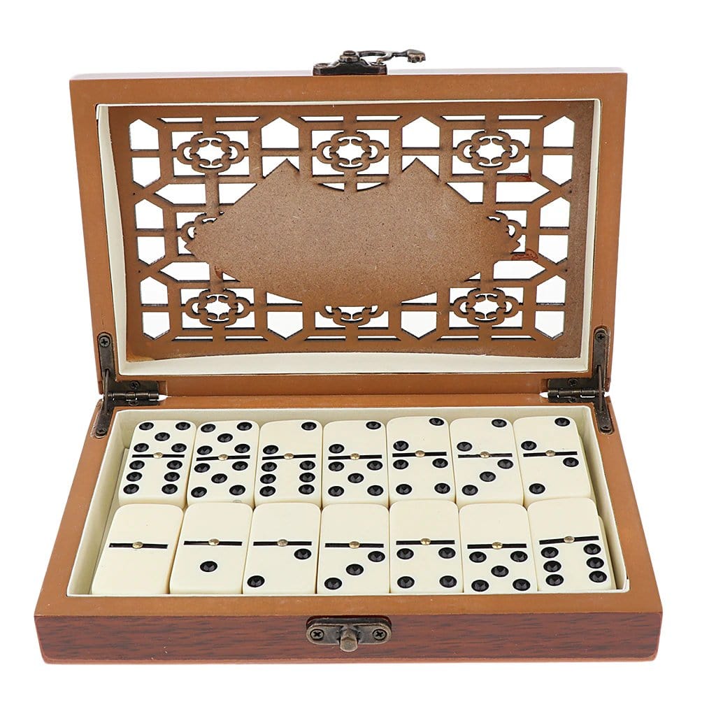 Classic Dominoes Set with Wooden Storage Case – 28 Tiles for Family Game Night | Thomler