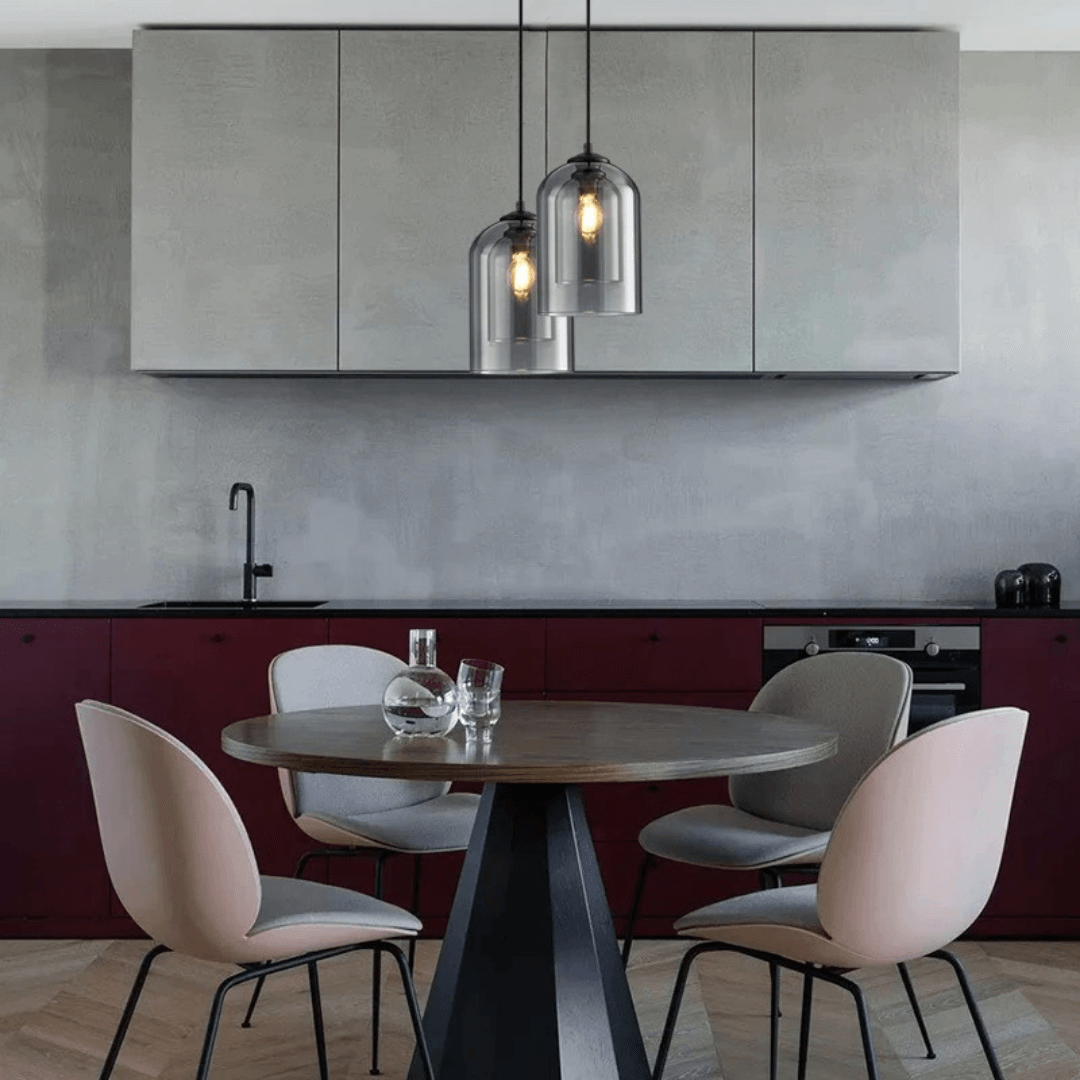 Glass Pendant Light Fixture Gray or Amber for Bedroom Dining Room Kitchen Island Modern Ceiling Lighting | Thomler