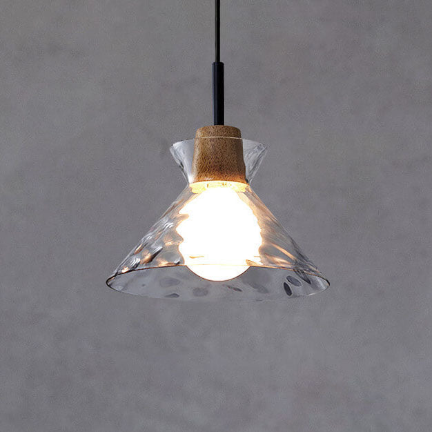 Pendant Light Glass Wood E26 27.0 cm Transparent Dining Room Kitchen Island Hanging Ceiling Lamp | Thomler