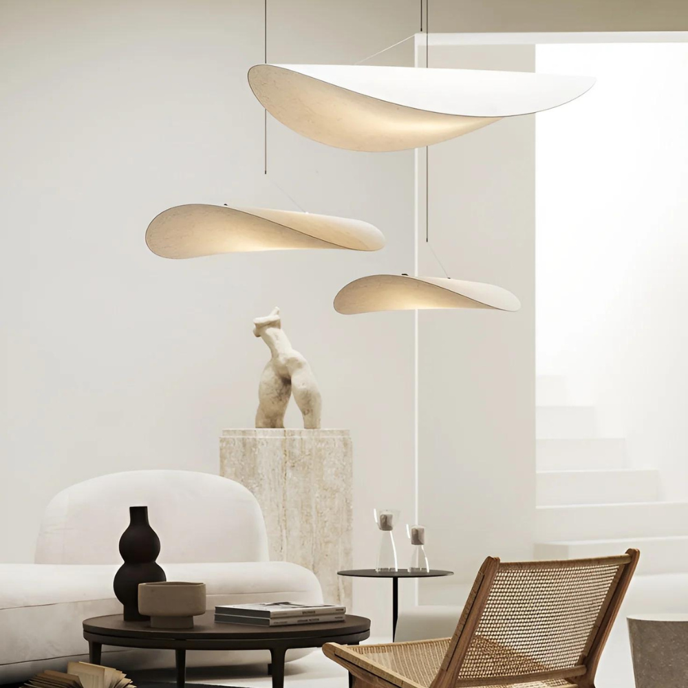 Pendant Light Handwoven Silk Shade Up To 80.0 cm White Dining Room Bedroom Japandi Scandinavian Hanging Ceiling Lamp | Thomler