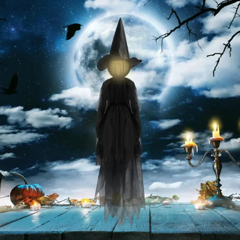 Sound-Activated Witch Trio Garden Stakes with Glowing Heads for Halloween Yard Decor | Thomler