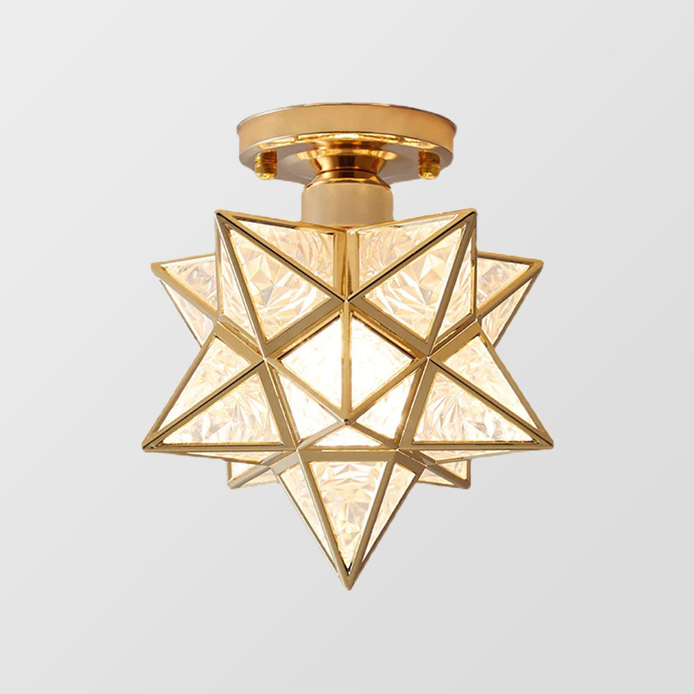 Ceiling Light Metal Star Design 20.0 cm Gold Hallway Bedroom Geometric E27 Flush Mount Lighting Fixture | Thomler