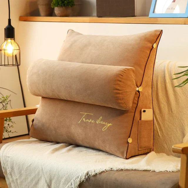 Back Support Cushion Spandex 45.0 cm Reading Bed Sofa Ergonomic Wedge Pillow With Neck Support Side Pocket Adjustable | Thomler