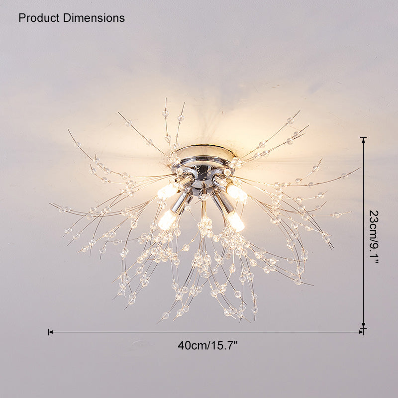 Ceiling Light Metal Crystal 15.7 in Flush Mount Bedroom Hallway Dandelion Design Decorative Lighting | Thomler