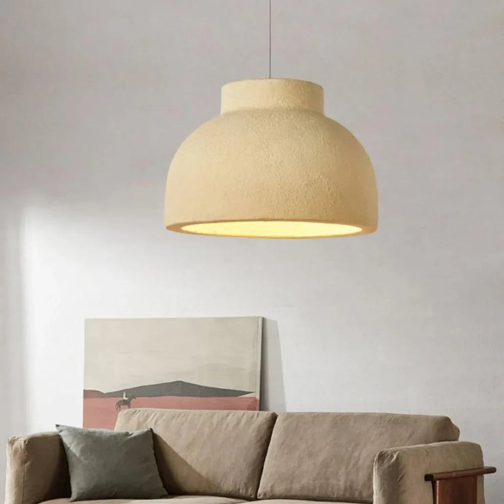 Pendant Light Polystyrene Dome 15.4 in White Dining Room Kitchen Island Hanging Ceiling Lamp Minimalist Nordic Wabi Sabi | Thomler