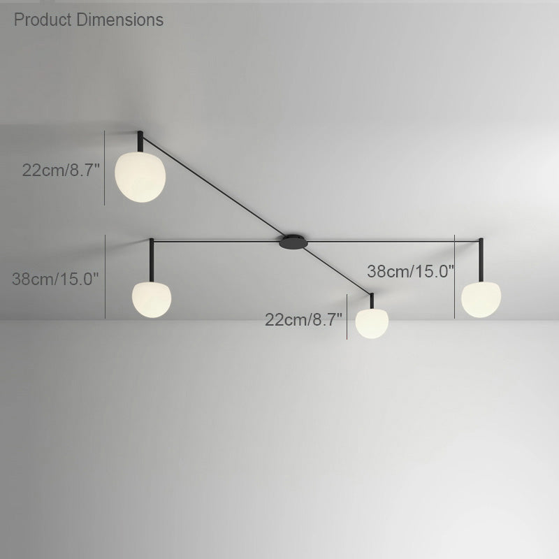 Ceiling Lamp Metal Glass Adjustable 120.0 cm White Living Room Bedroom Frosted Globe Pendant Lighting Modern Scandinavian Fixture | Thomler