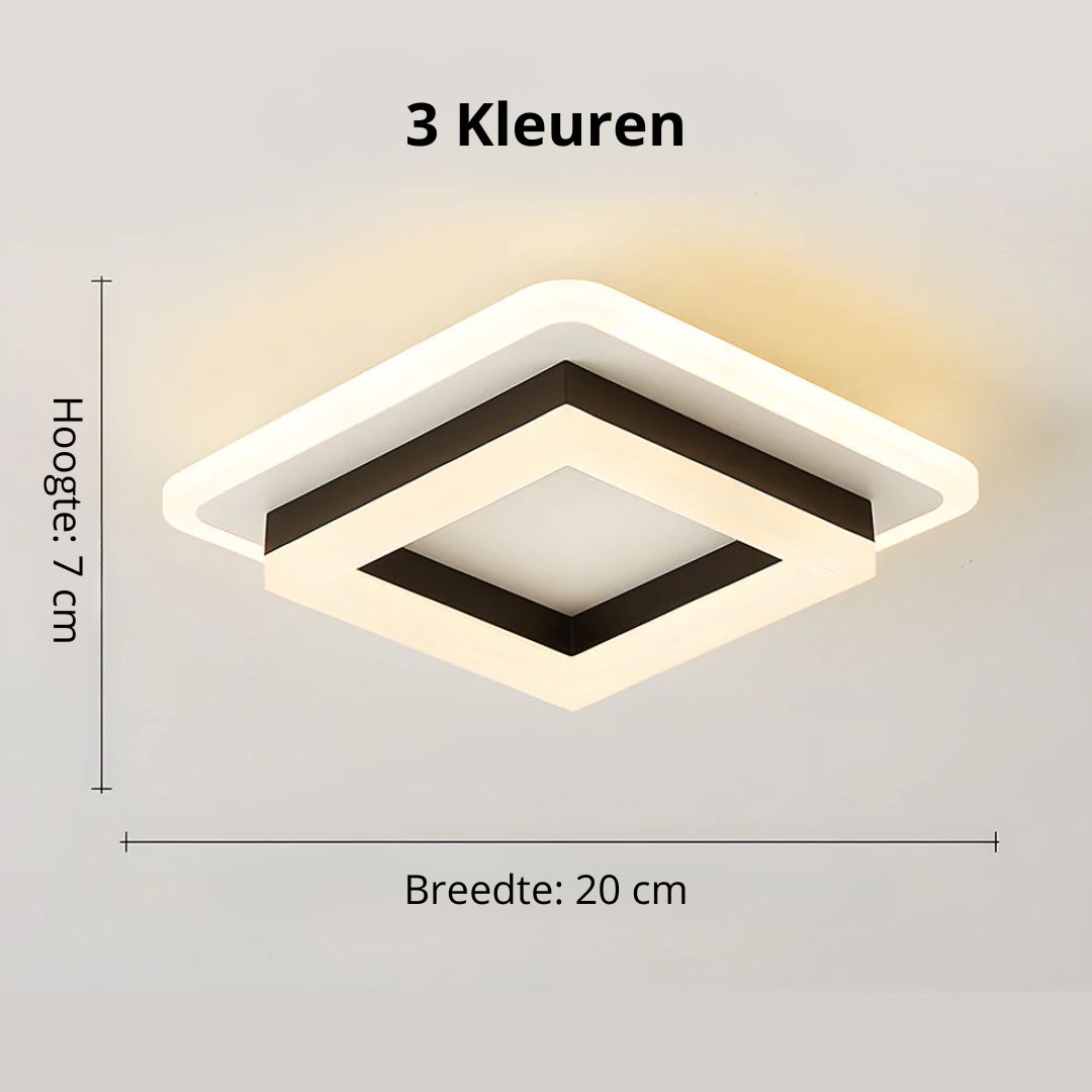 Ceiling Light LED Square 1920 Lumen Black White Bedroom Hallway Living Room Modern Geometric Lighting Fixture | Thomler