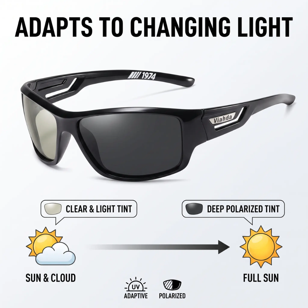 Tactical Photochromic Sunglasses for Men – UV400 Protection, Glare-Reducing Polarized Lenses for Fishing, Driving, Hiking & Outdoor Sports | Thomler