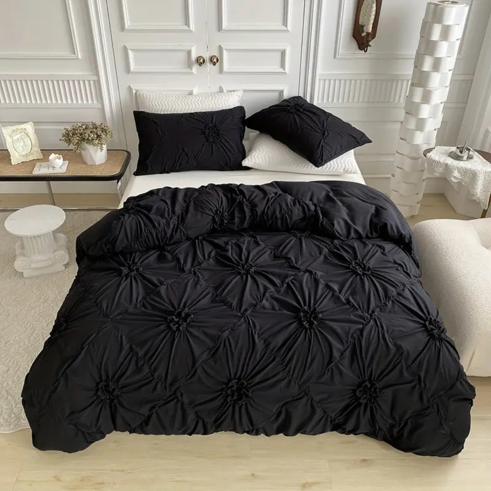 Textured Pinch Pleat Duvet Cover Set with Pillowcases – Soft Microfiber Bedding with Zipper & Corner Ties for Twin, Full, Queen & King Beds | Thomler