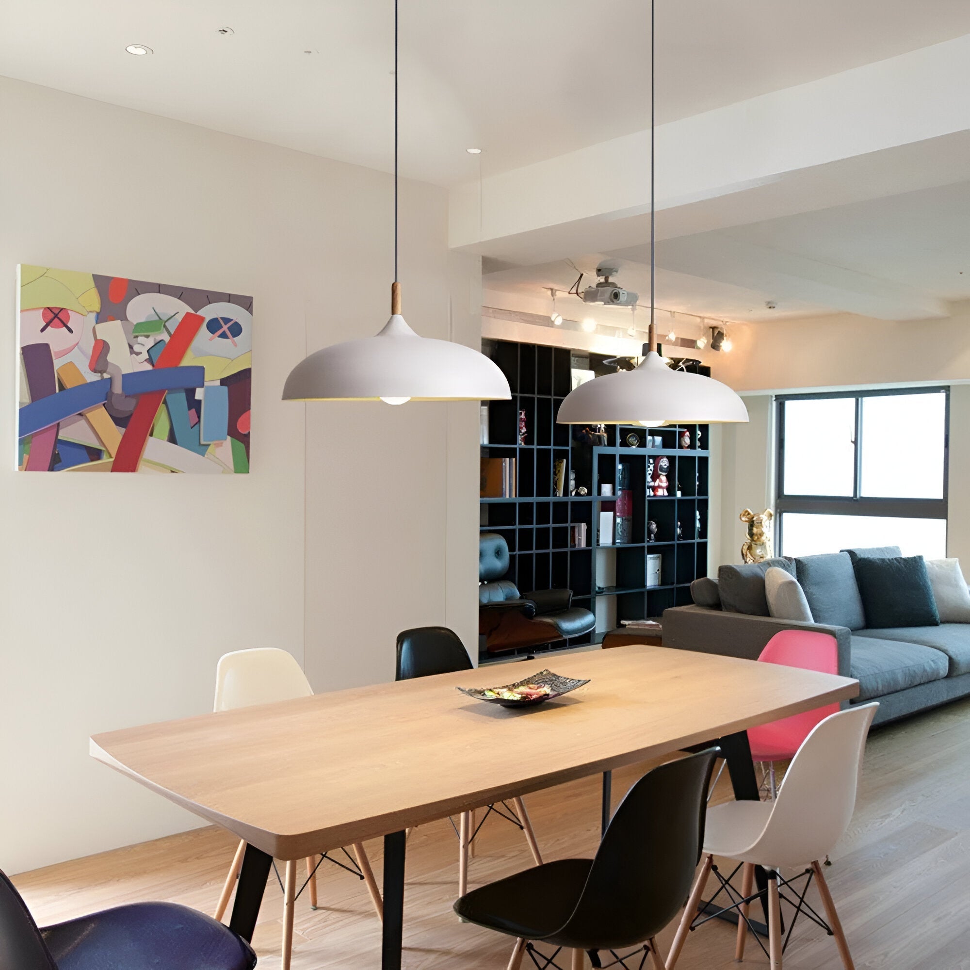 Pendant Light Wood Iron Shade Ø35.0–60.0 cm Dining Room Kitchen Island Japandi Scandinavian Hanging Ceiling Lamp E27 | Thomler