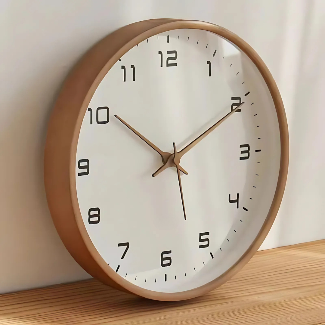 Silent Wood Wall Clock Quartz Movement 10 or 12 Inch Diameter Minimalist Home Decor Timepiece for Living Room Bedroom Office | Thomler