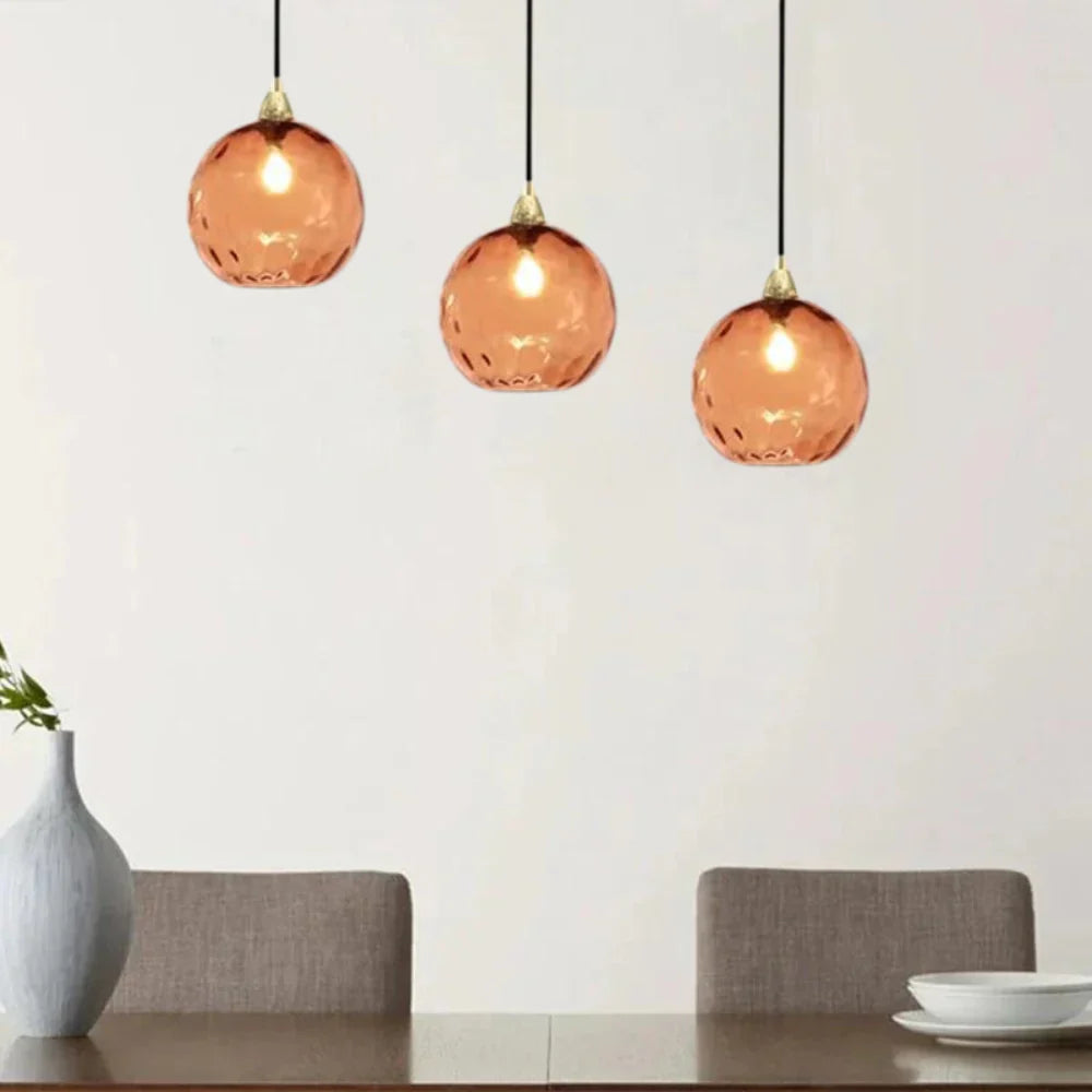 Pendant Light Ripple Glass 7.9 in Sphere Adjustable Dining Room Kitchen Hanging Ceiling Lamp Modern Nordic Minimalist Fixture | Thomler