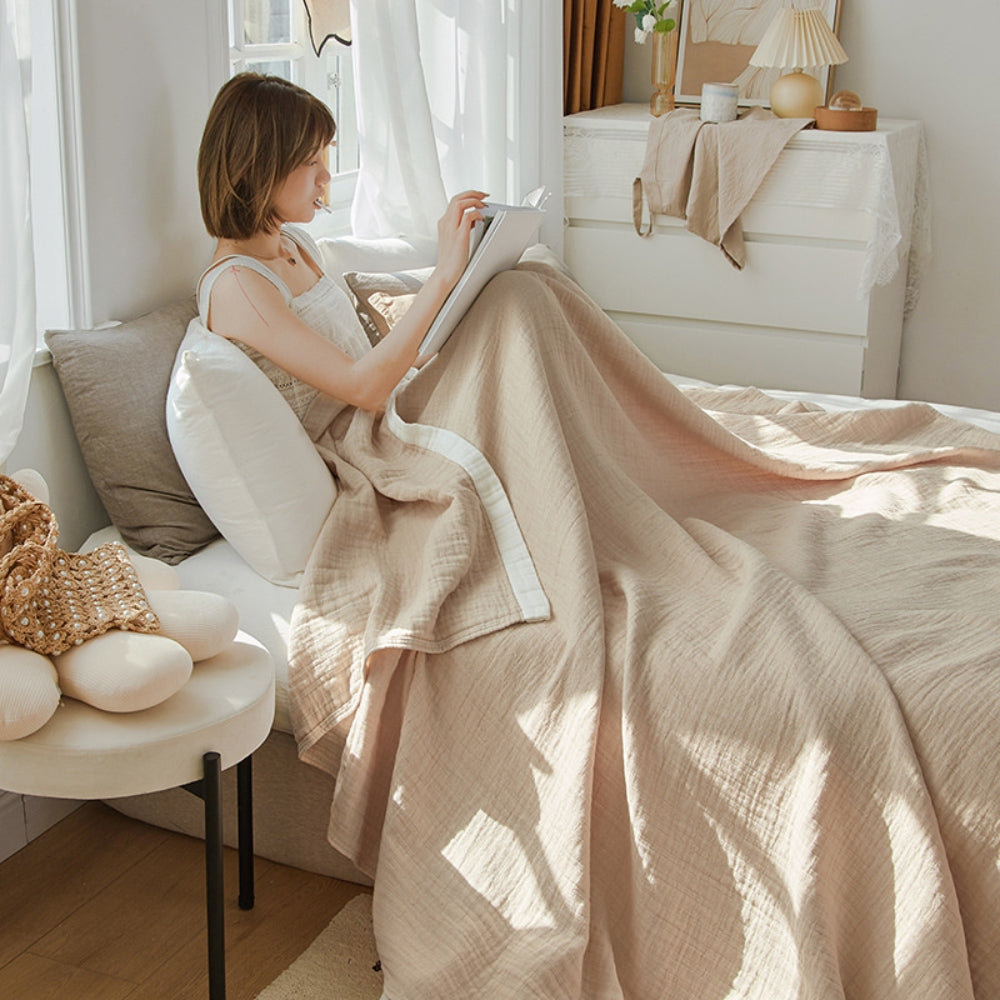 6-Layer Muslin Cotton Blanket Breathable Soft Throw Full Queen King Size for Bed Couch All-Season Lightweight Bedspread Adults Kids | Thomler