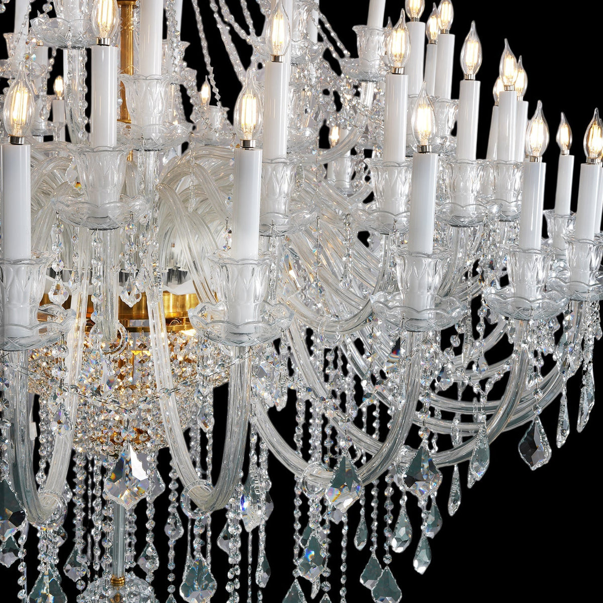 Grand Tiered Crystal Chandelier 35-90 Bulbs Dimmable LED Foyer Statement Lighting for High Ceilings Entryway Staircase Hotel Lobby | Thomler