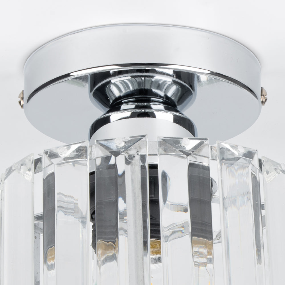 Square Brass Ceiling Light with Crystal Glass Cover – Modern Flush Mount Fixture for Bedroom, Hallway, Living Room & Home Office – E27 | Thomler