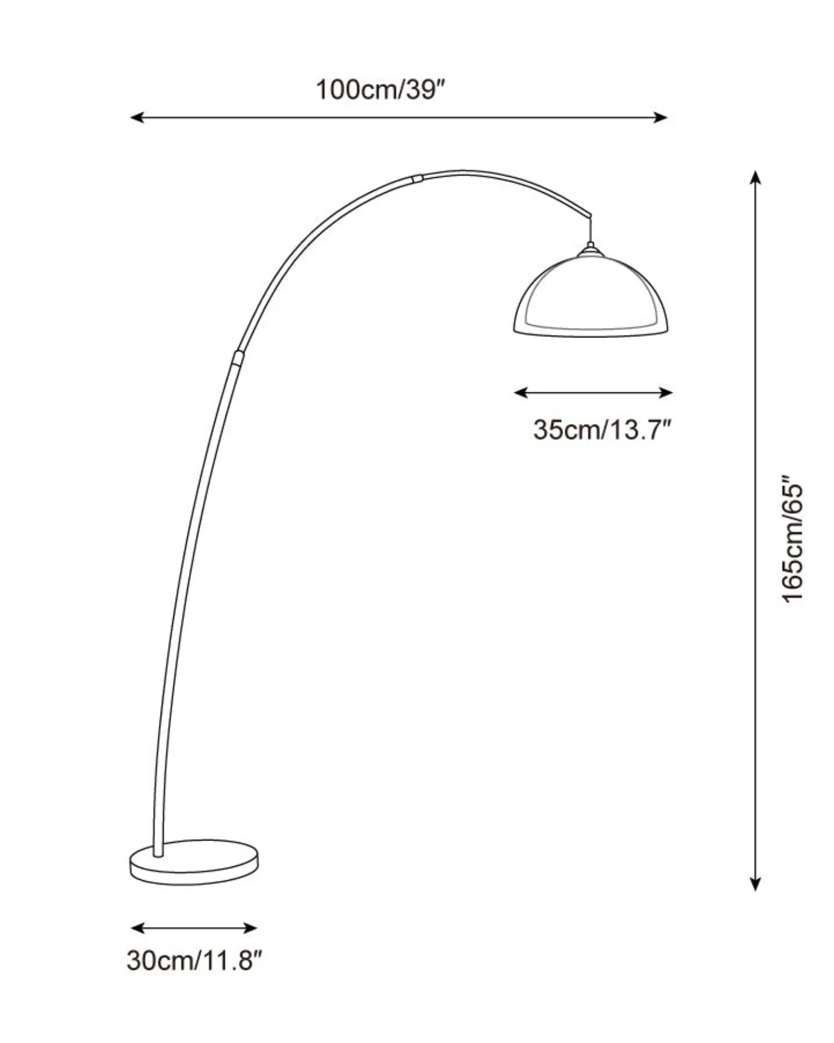 Arched Standing Lamp with Telescoping Reach and Swiveling Dome for Living Rooms and Reading Nooks | Thomler