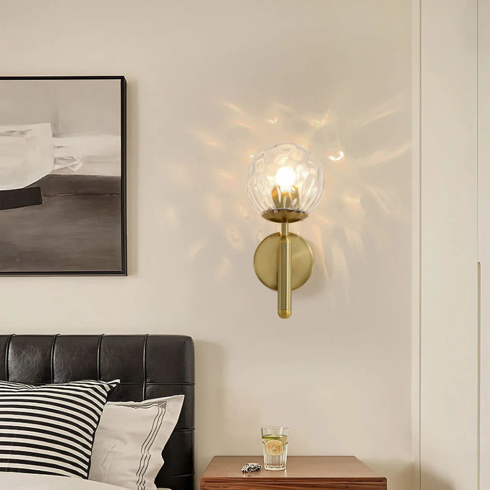 Wall Lamp Glass Globe 5.5 in Black Gold Bedroom Hallway Ambient Lighting Fixture Modern Minimalist Sconce | Thomler