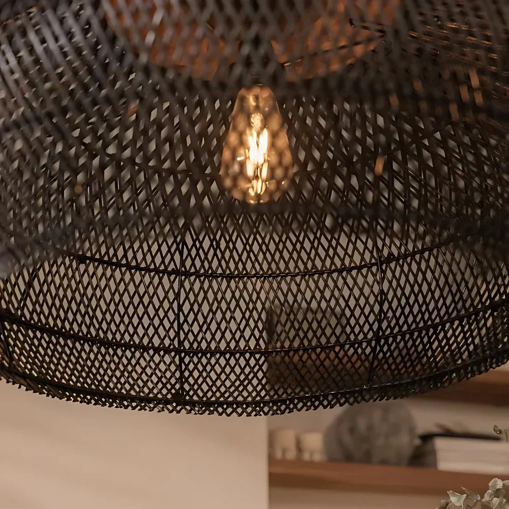 Pendant Light Rattan 19.7 in Handwoven Natural Dining Room Kitchen Island Hanging Ceiling Lamp Boho Rustic Organic | Thomler