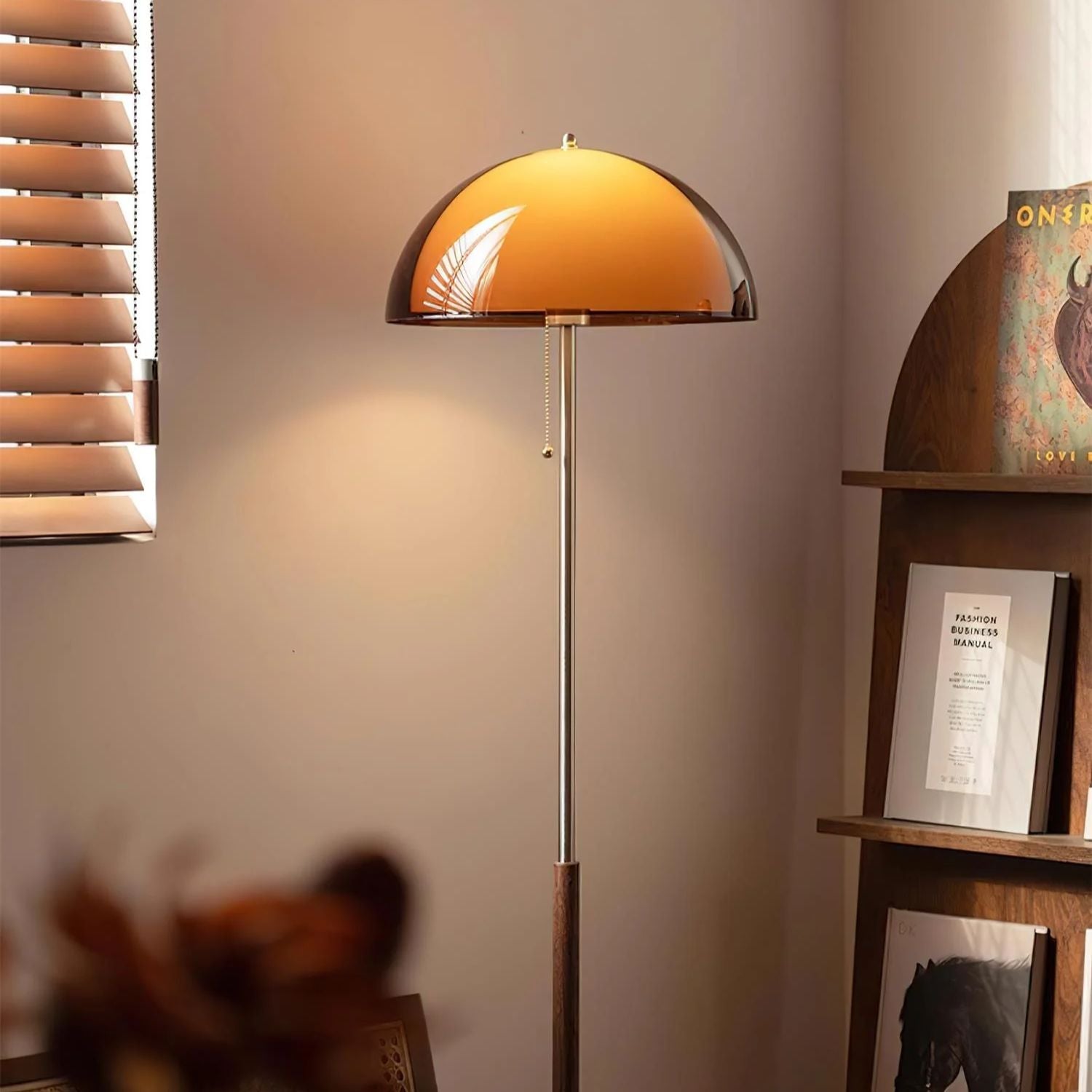 Floor Lamp Wood Metal Amber 160.0 cm Living Room Reading Light Retro Modern Mood Lighting | Thomler