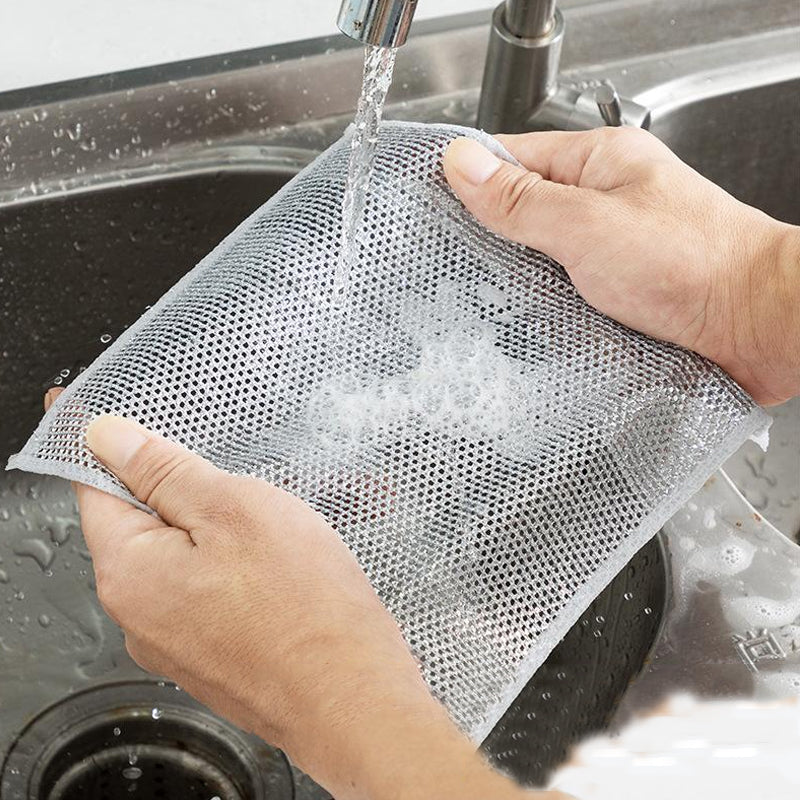 Cleaning Cloth Metal Mesh 20.0 cm Silver Kitchen Grease Removal Scouring Pad Reusable Scrub Cloth For Pans Grills Stovetops | Thomler