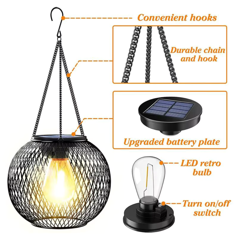 Rechargeable Hanging Garden Lamp with Twilight Auto-On – Battery-Free LED Glow for Patio & Yard | Thomler