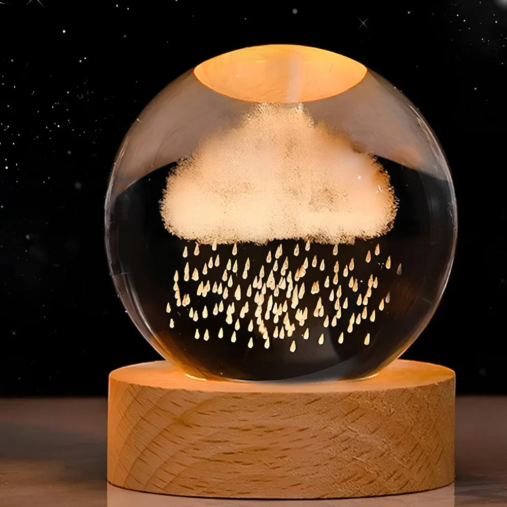Cosmic Crystal Ball Night Light with LED Color Display | 25 Space Designs | USB Powered Galaxy Sphere Lamp for Bedroom, Living Room & Gift | Thomler