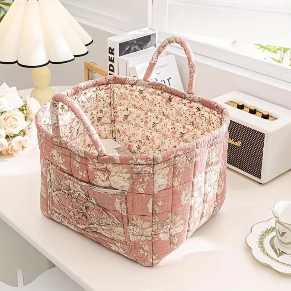Fabric Storage Bin with Botanical Print – Collapsible Organizer for Closet, Shelf & Dresser – Lightweight Canvas Cube for Shoes, Linens & | Thomler