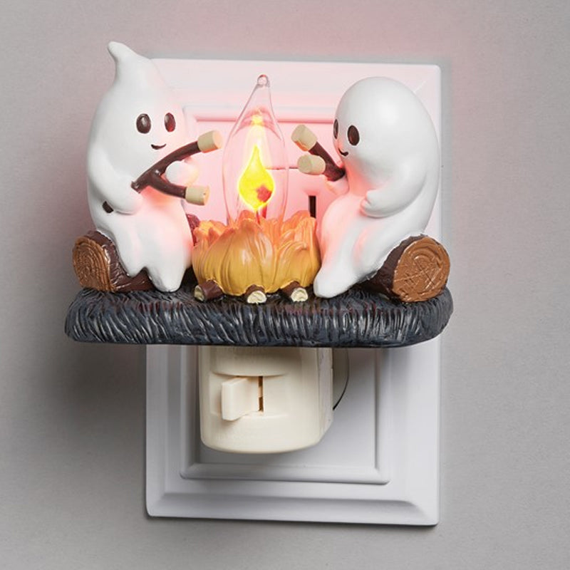 Flickering Campfire Ghost Night Light LED Resin Figurine for Kids Bedrooms Halloween Decor Ambient Lighting Whimsical Tabletop Lamp | Thomler