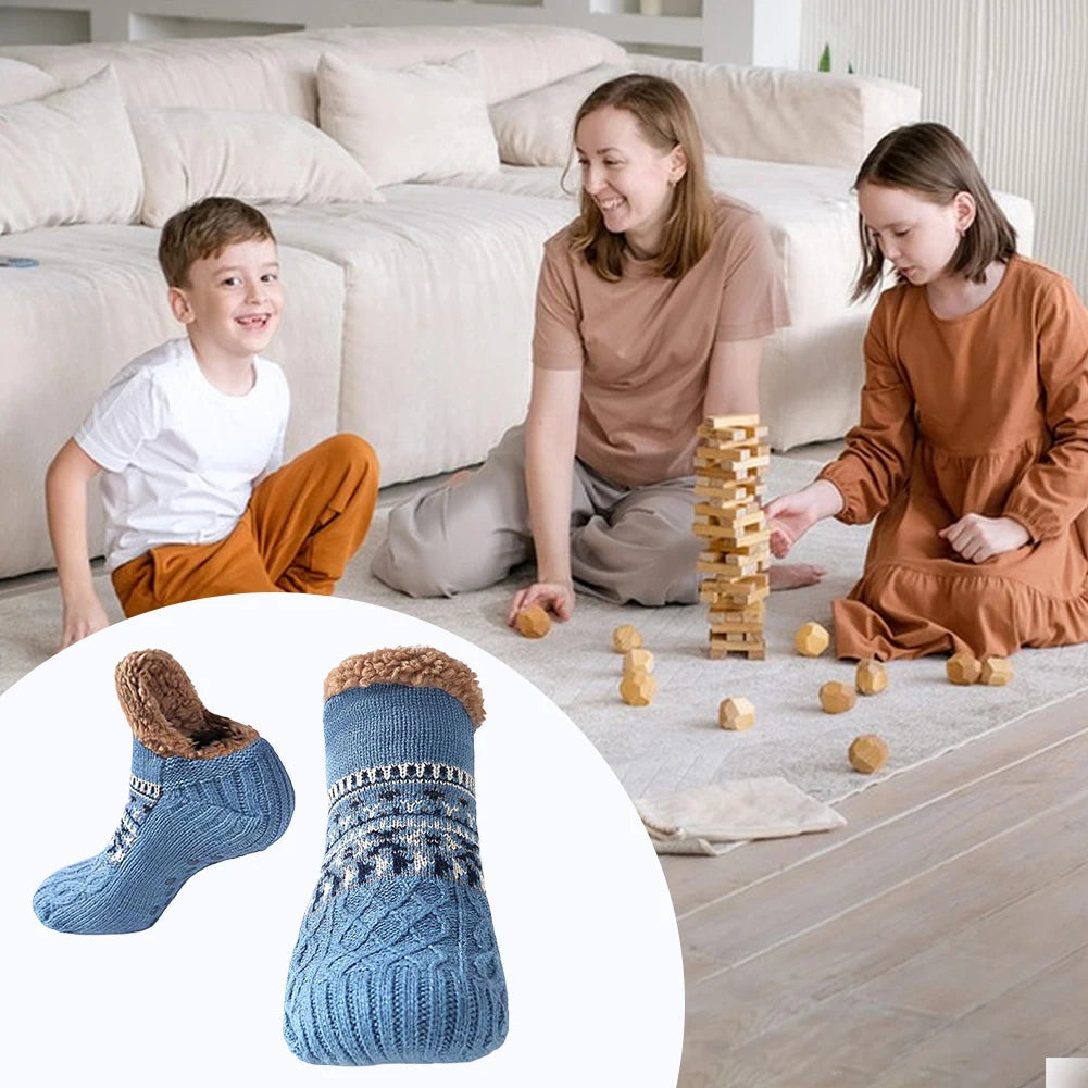Fleece-Lined Ankle Socks for Indoor Wear – Anti-Slip Sole, Plush Knit, Cozy House Footwear | Thomler