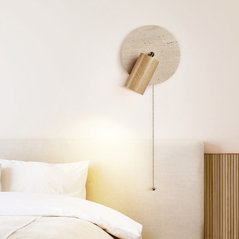 Wall Lamp Travertine Stone 7.1 in Rotatable Warm Light Bedroom Reading Accent Lighting Fixture | Thomler