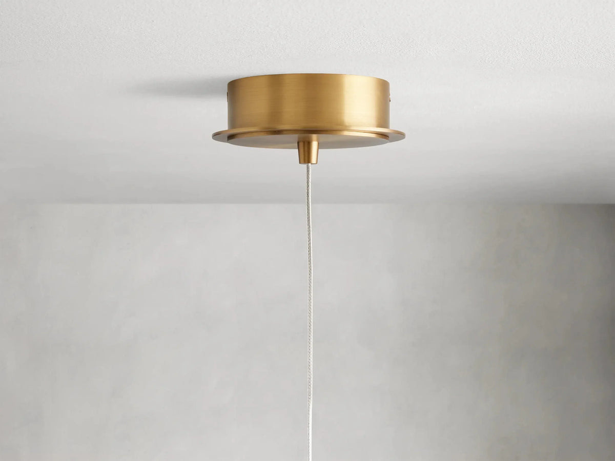 Handblown Glass Globe Pendant Light with Brushed Brass Finish and Integrated LED for Kitchen Island, Dining Room, Entryway, and Bedroom | Thomler